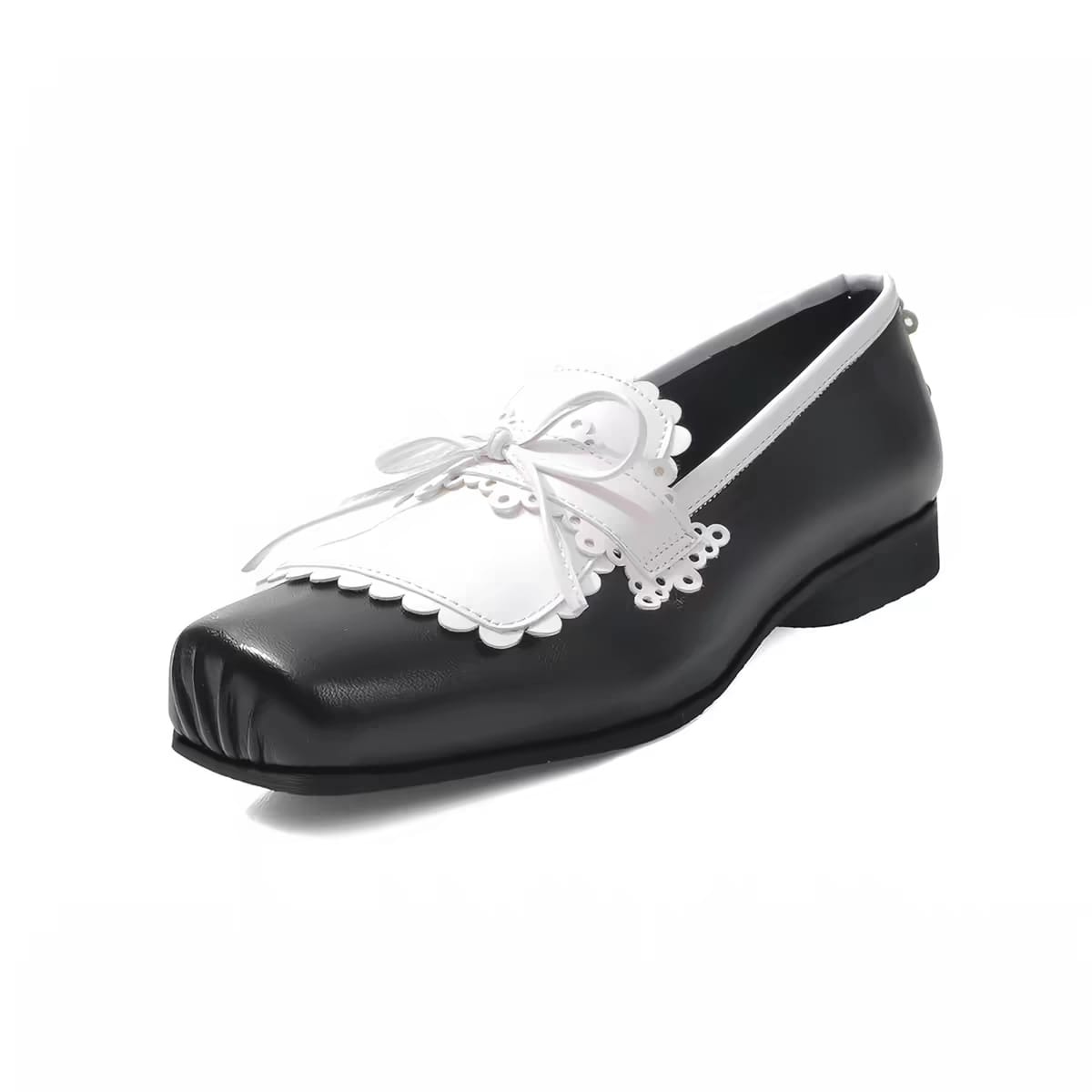 Scalloped Bow Leather Loafers - Image 3