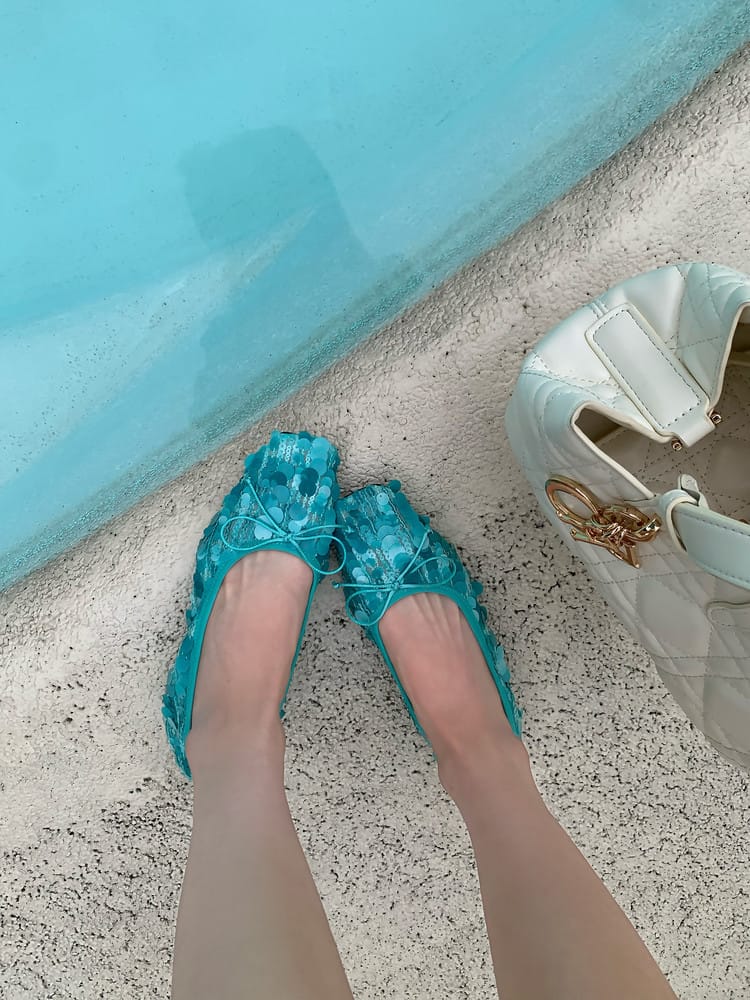 Sequin-Embellished Mesh Ballet Flats - Image 4