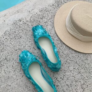 Sequin-Embellished Mesh Ballet Flats