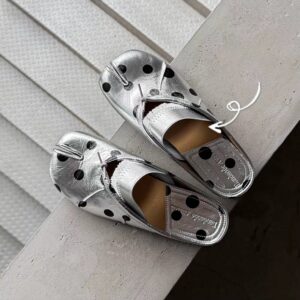 Polka-Dot Leather Split-Toe Mules