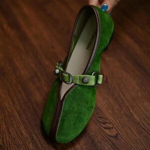 Vintage-Inspired Forest Green Mary Jane Loafers