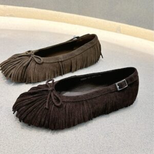 Fringe Suede Ballet Flats