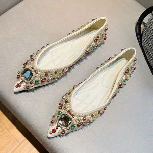 Embellished Pointed-Toe Flats