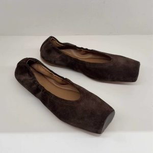 Square-Toe Suede Glove Flats