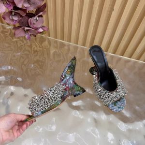 Beaded Embellished Sculptural Mule Heels
