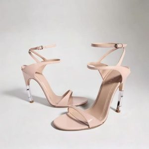 Sculptural Metallic-Heeled Leather Sandals