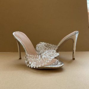Crystal Cluster Open-Toe Mules