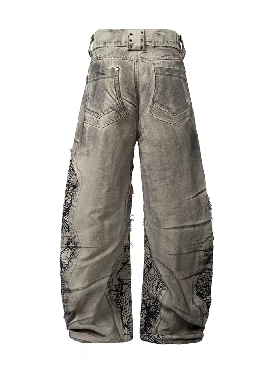 Distressed Webbing Wide-Leg Denim - Image 2
