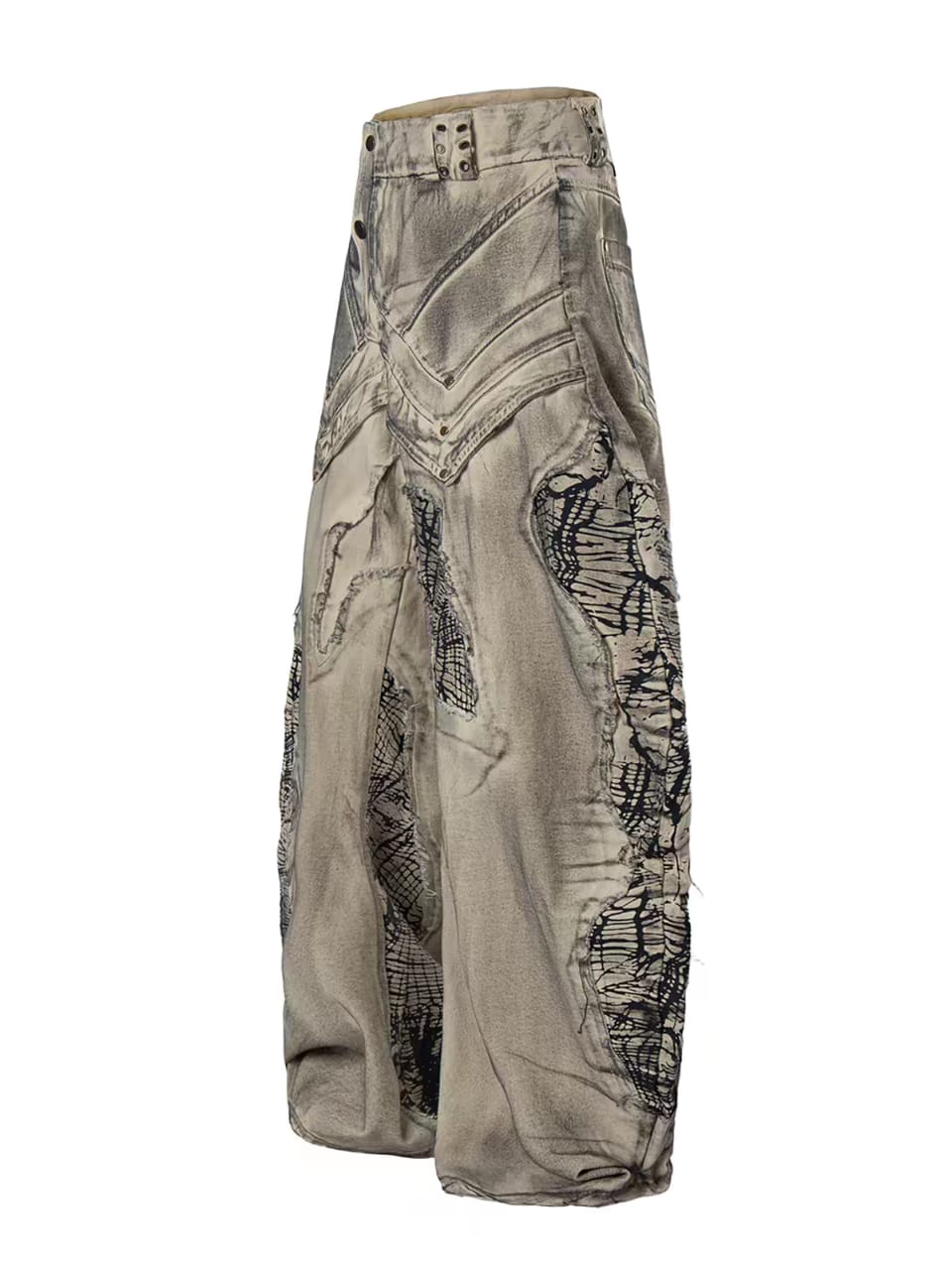 Distressed Webbing Wide-Leg Denim - Image 4