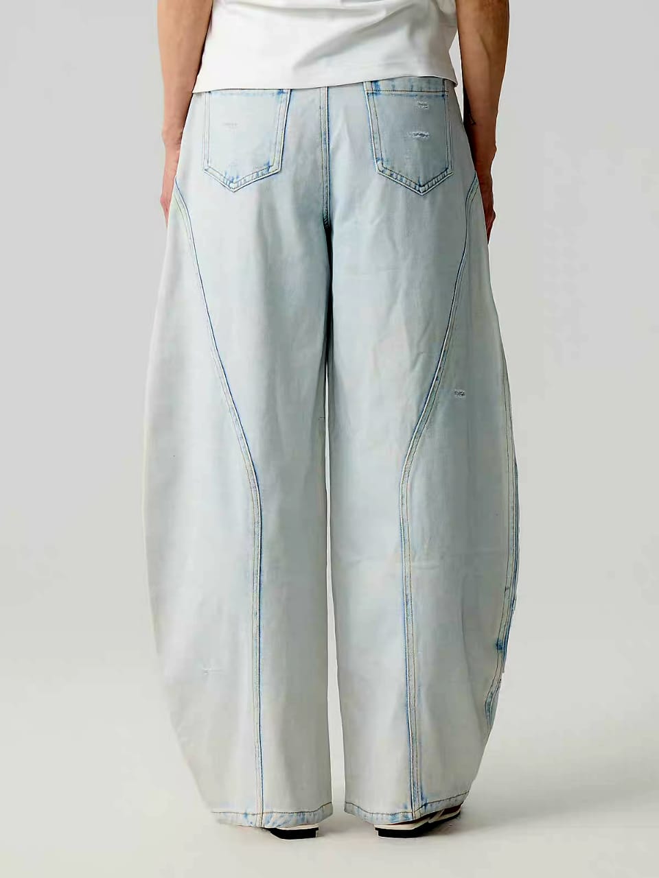 Acid Wash Curved Cargo Jeans - Image 4