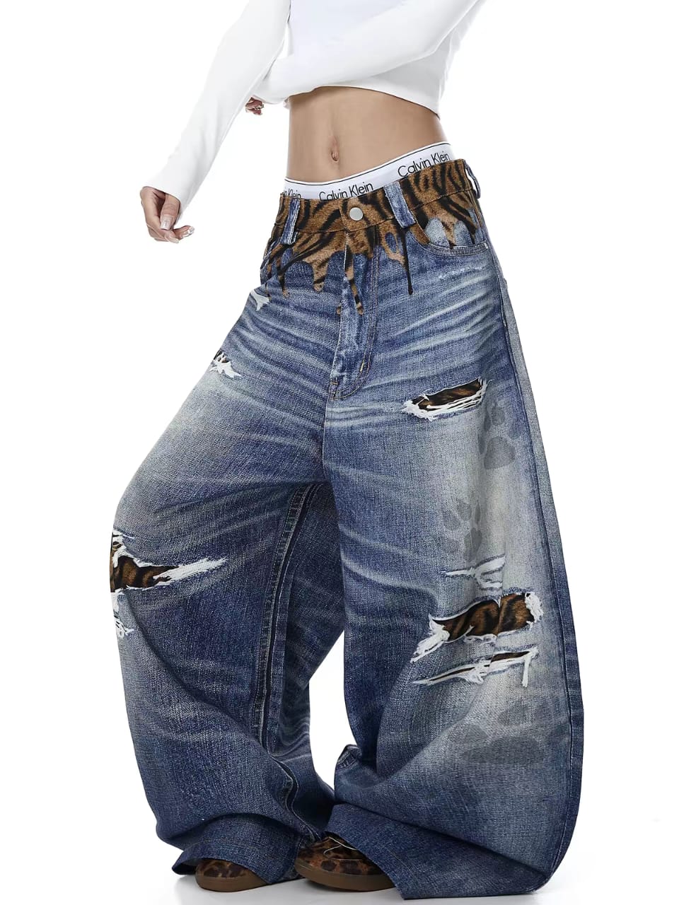 Tiger Distressed Ultra-Wide Leg Jeans - Image 3