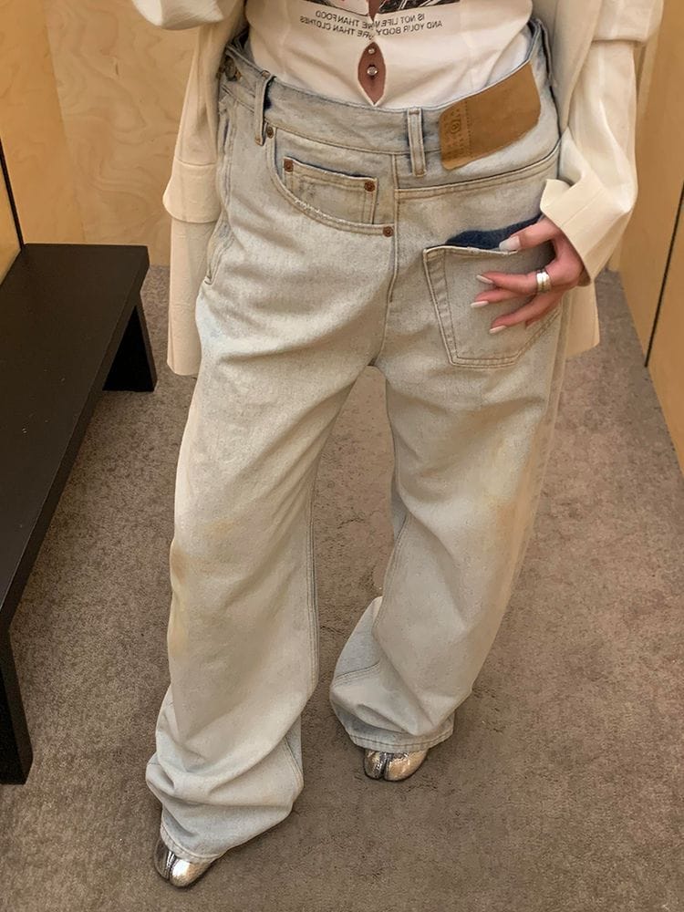 Deconstructed Asymmetric Wide-Leg Jeans - Image 6