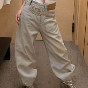 Deconstructed Asymmetric Wide-Leg Jeans