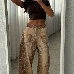 The Fawn Print Wide-Leg Jeans