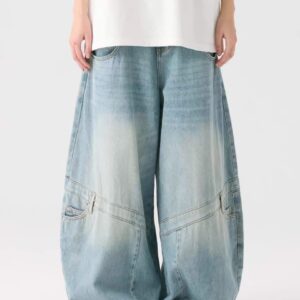 Over-Sized Patchwork Wide-Leg Jeans