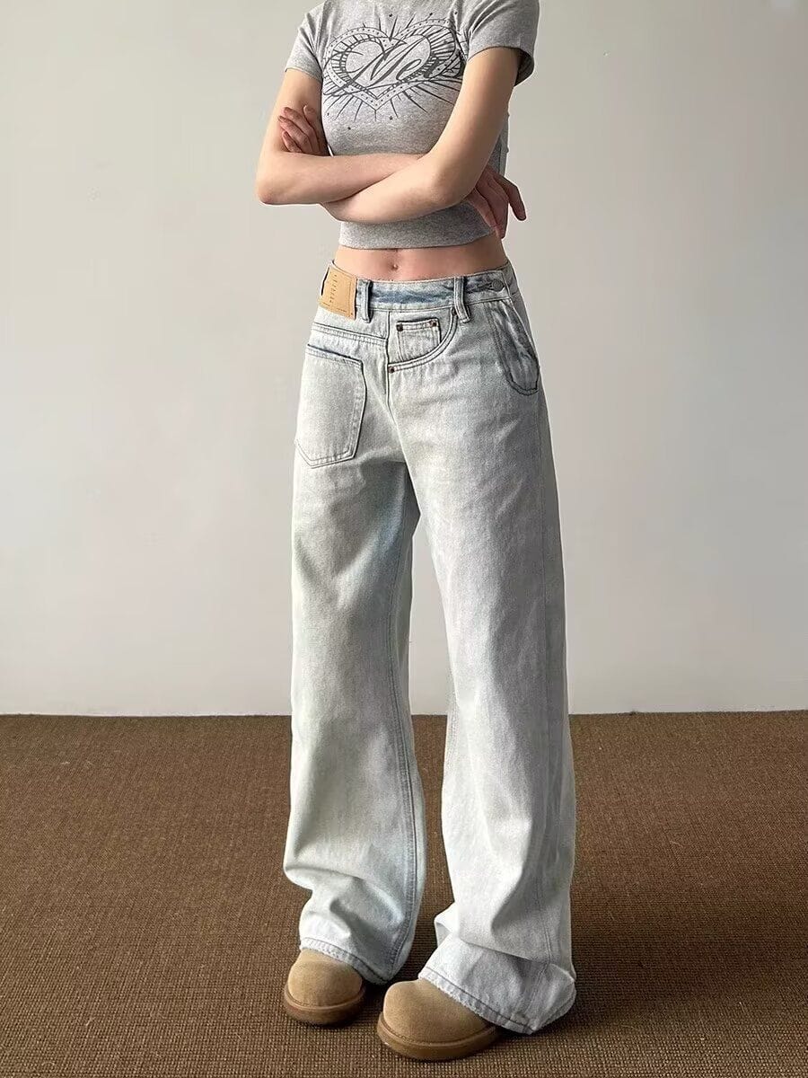 Deconstructed Asymmetric Wide-Leg Jeans - Image 2
