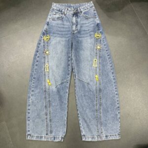 Celestial & Mystical Embellished Wide-Leg Barrel Jeans