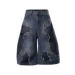 Distressed Graphic Baggy Denim Shorts (Jorts)