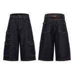 Dark Wash Oversized Denim Cargo Jorts