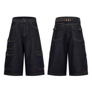 Dark Wash Oversized Denim Cargo Jorts