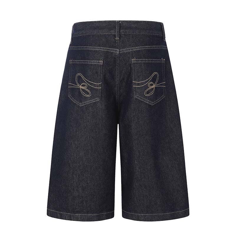 Rhinestone-Embellished Dark Wash Denim Bermudas - Image 5